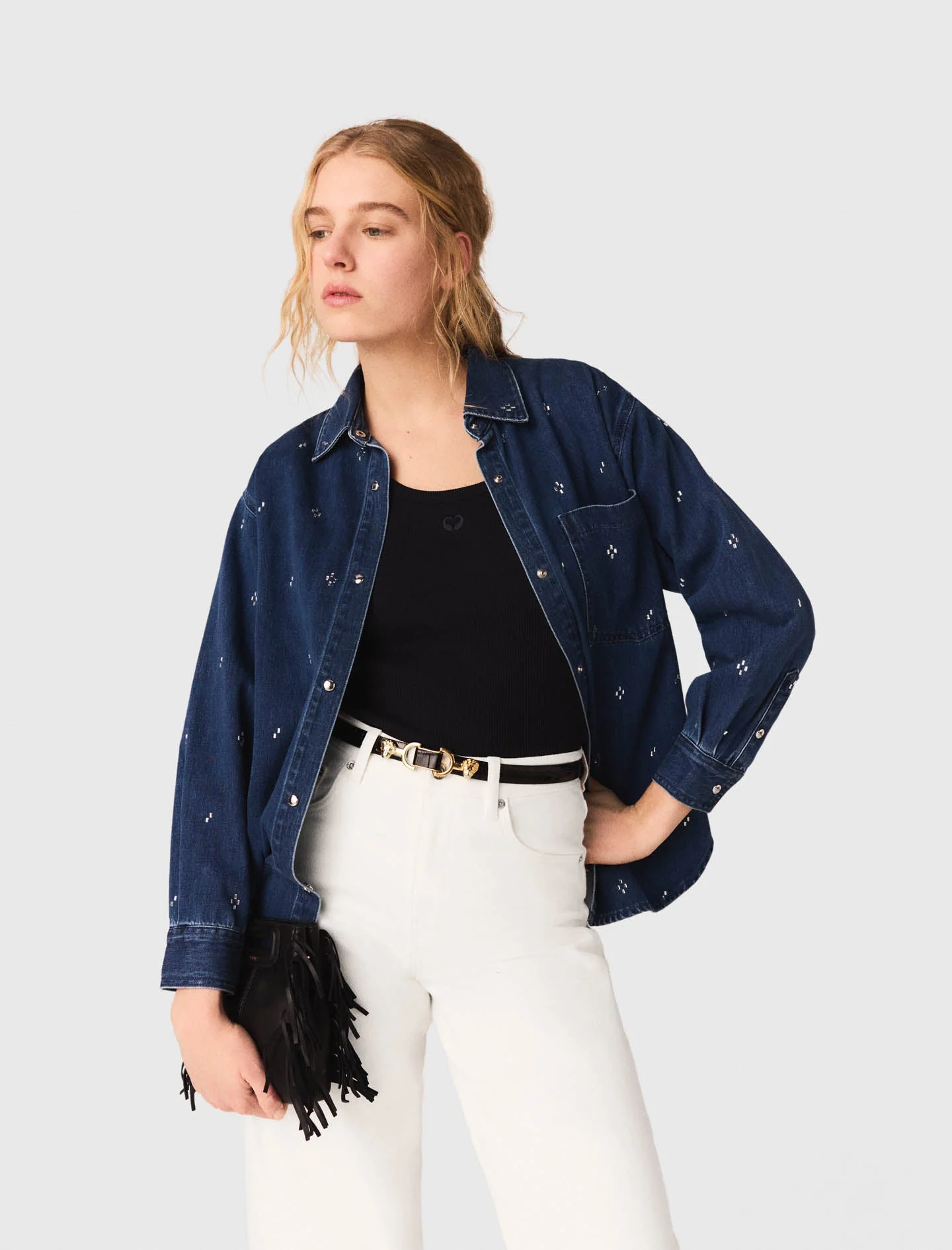 Rhinestone denim shirt - Image 4