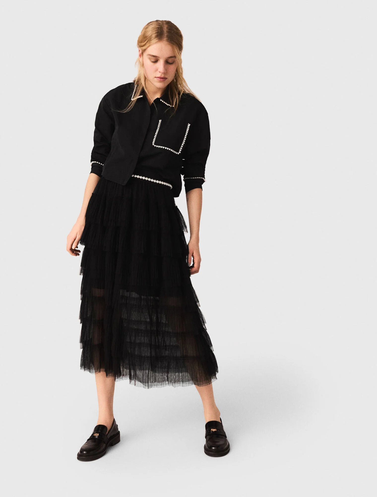 Tulle midi skirt Black - Image 4