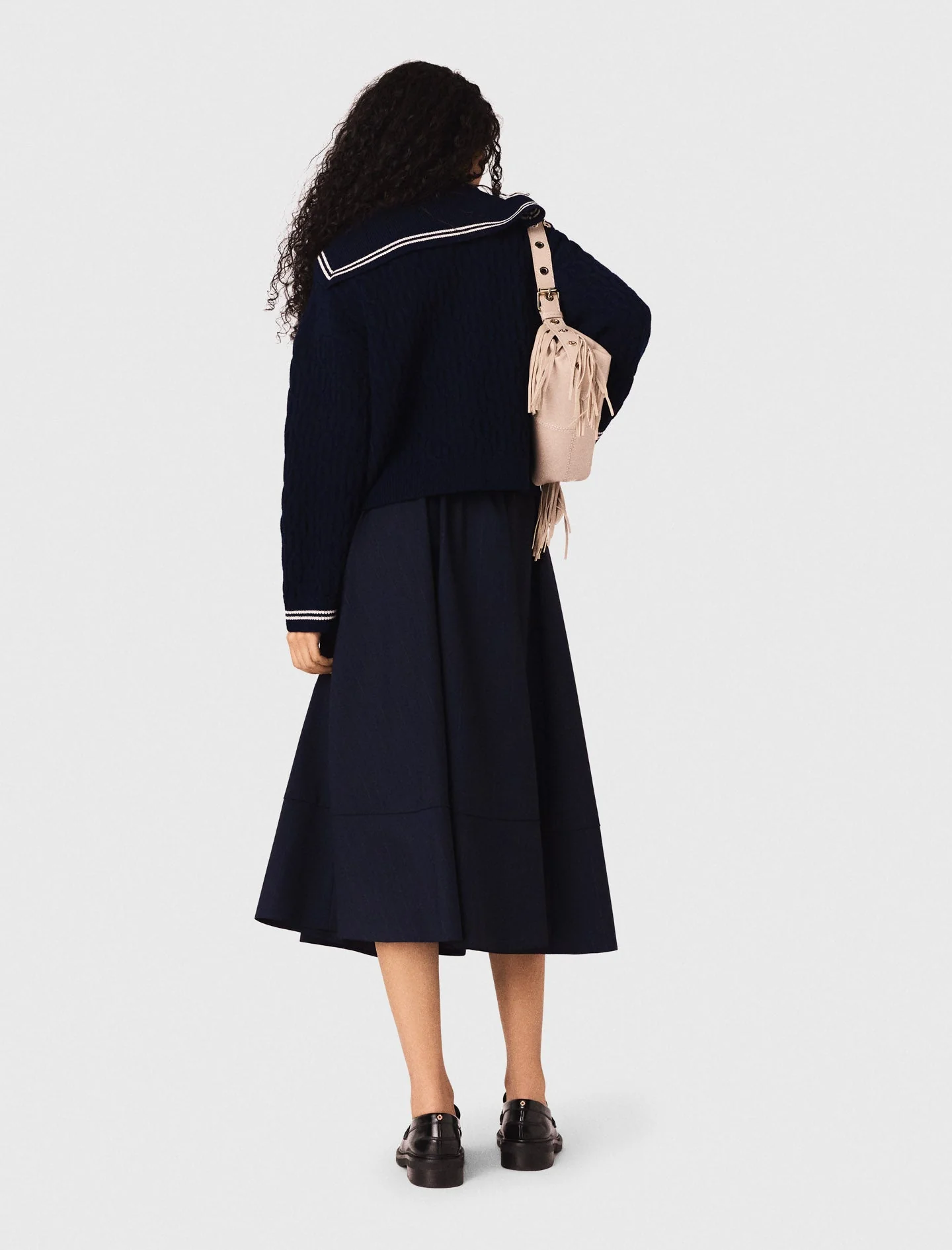 Striped tailored midi skirt - Image 4
