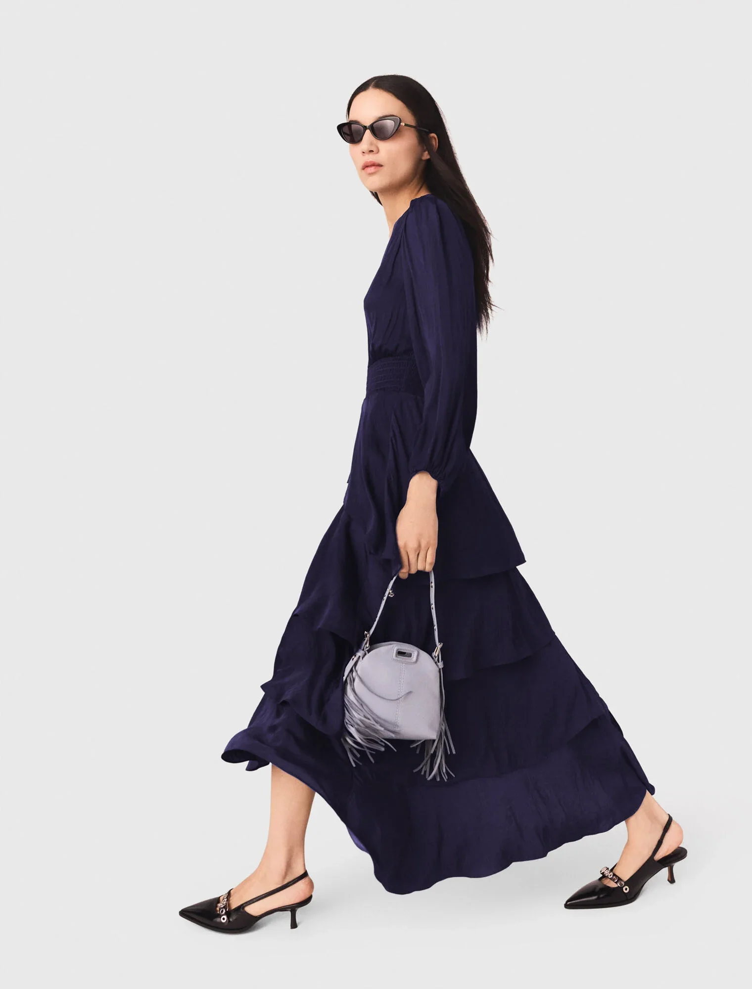 Ruffled maxi dress Navy - Image 5