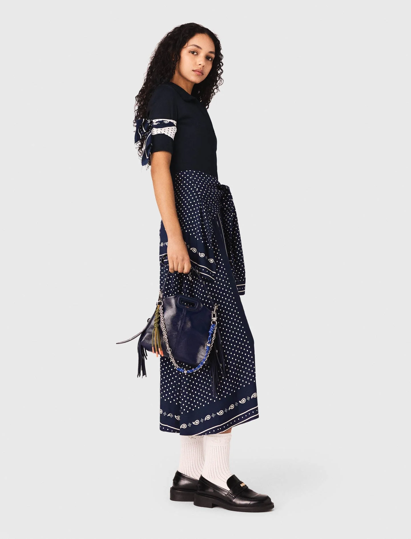 Patterned mixed-material dress - Image 3