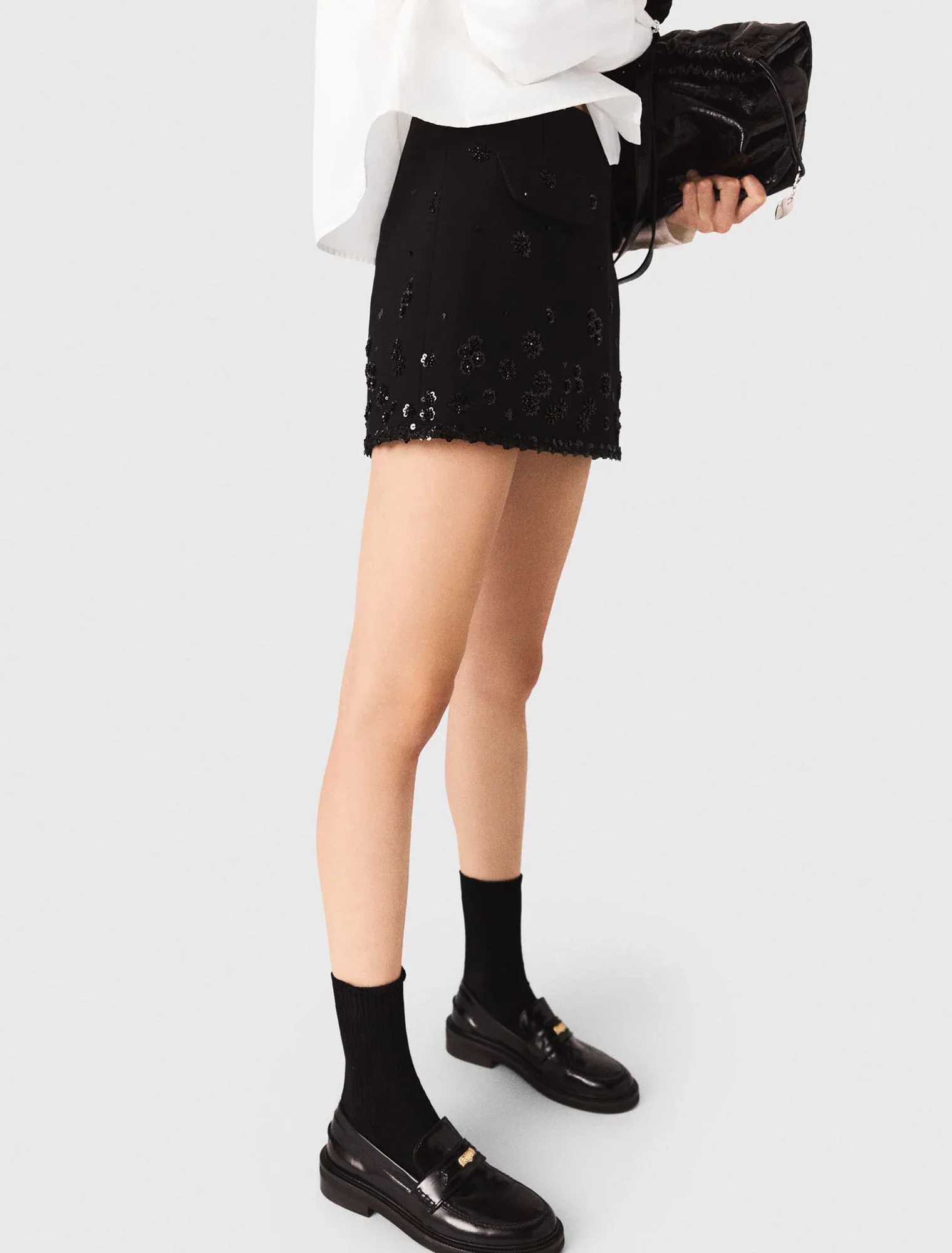 Embroidered skort Black - Image 4